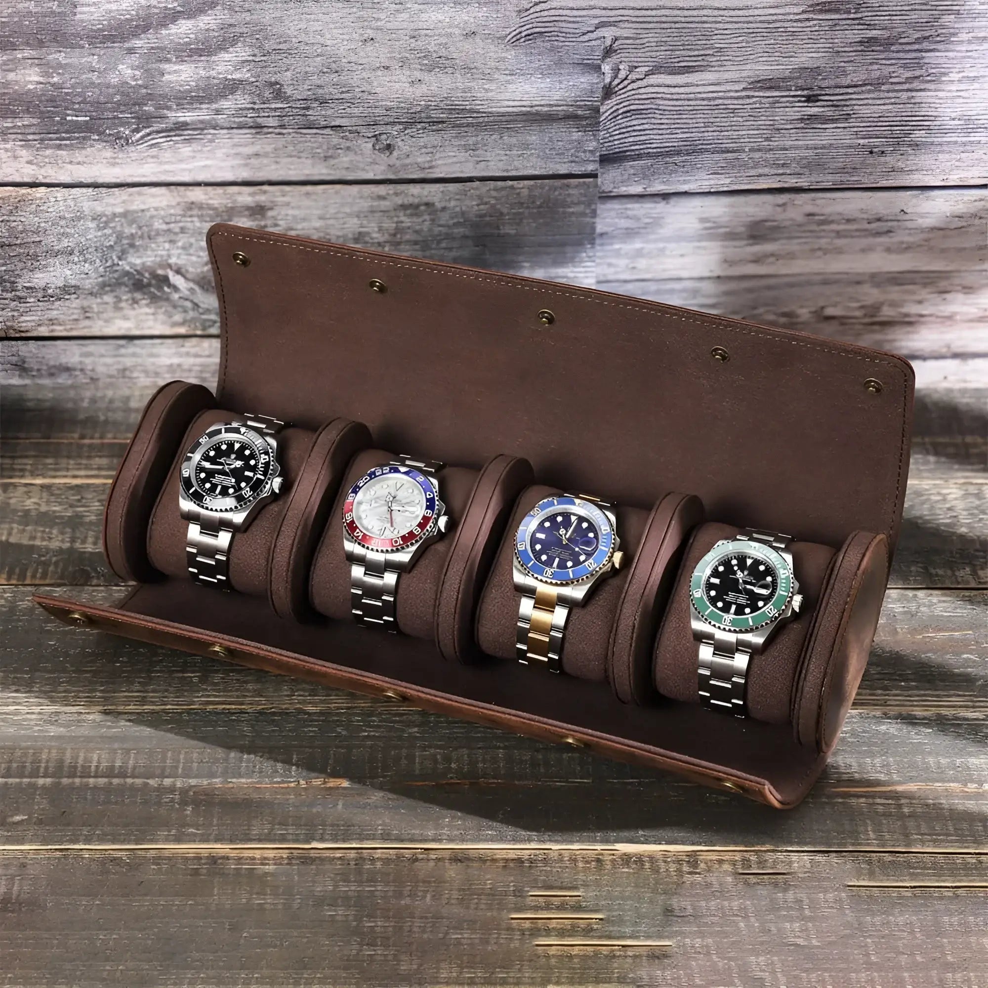 Étui Montre Cuir Vintage 4 Places Voyage