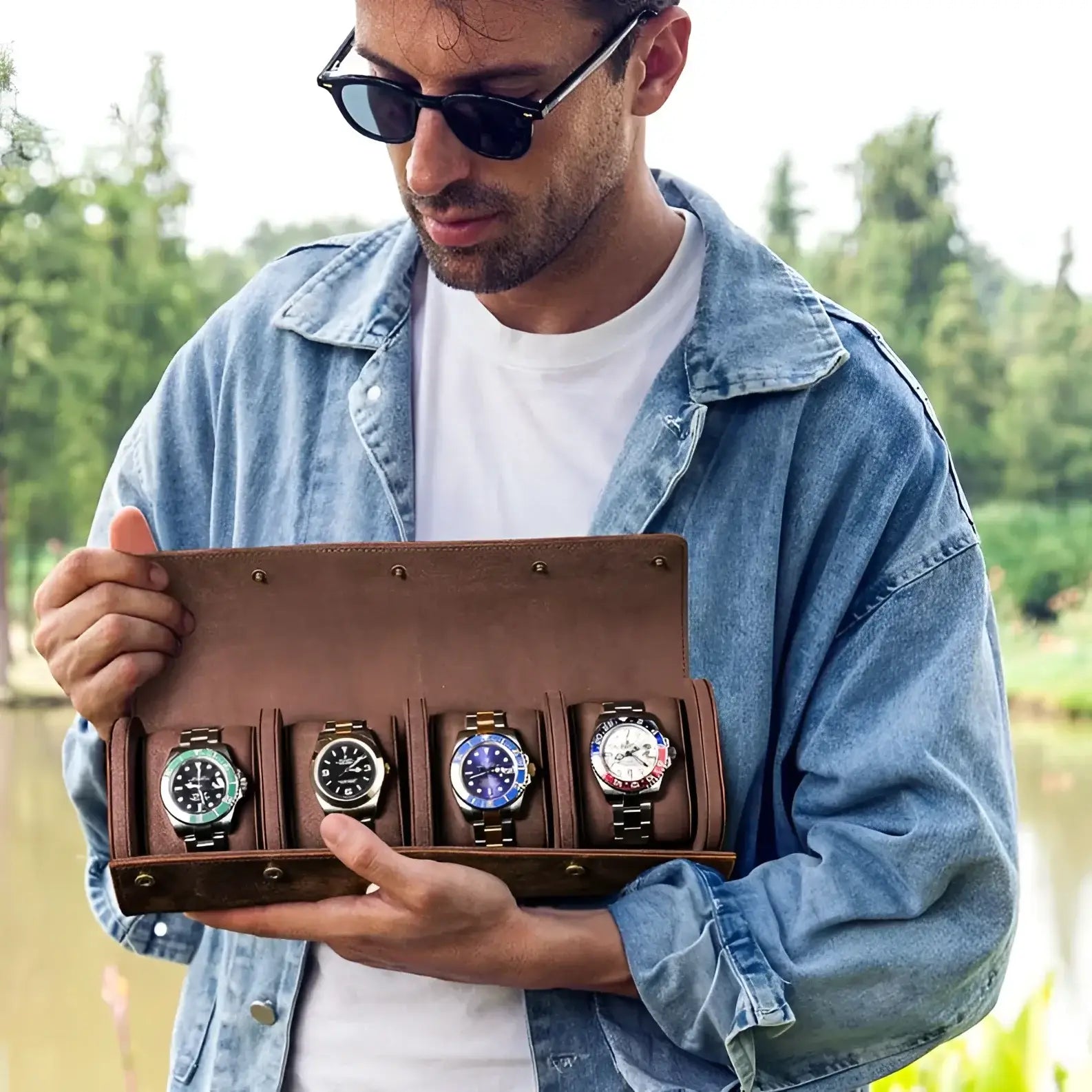 Étui Montre Cuir Vintage 4 Places Voyage