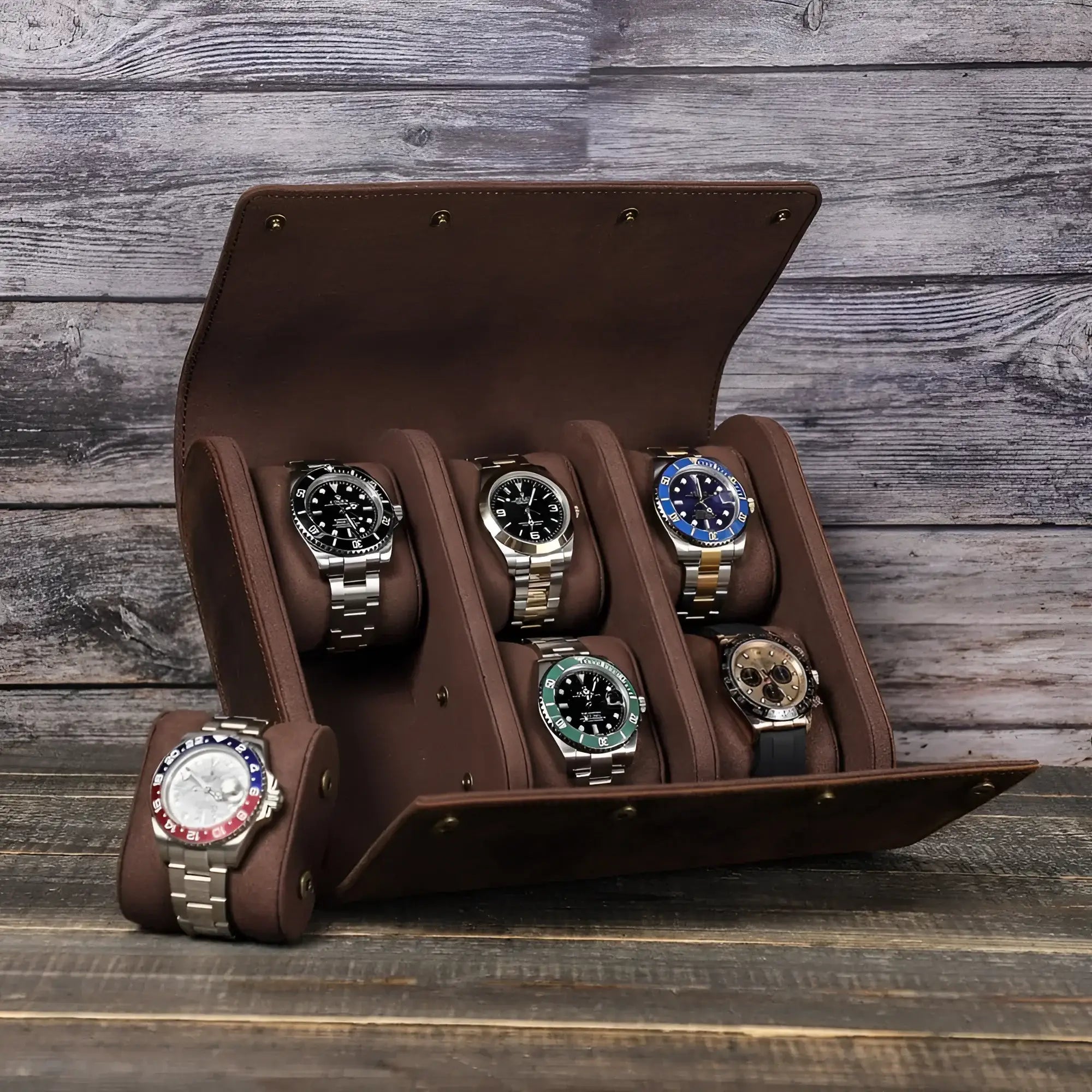 Étui Montre Cuir Vintage 6 Places Voyage