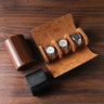 Etui Montre Cuir Lisse Noir Marron Voyage