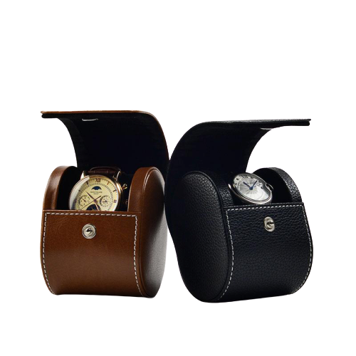 Étui Montre Cuir Voyage Compact Noir