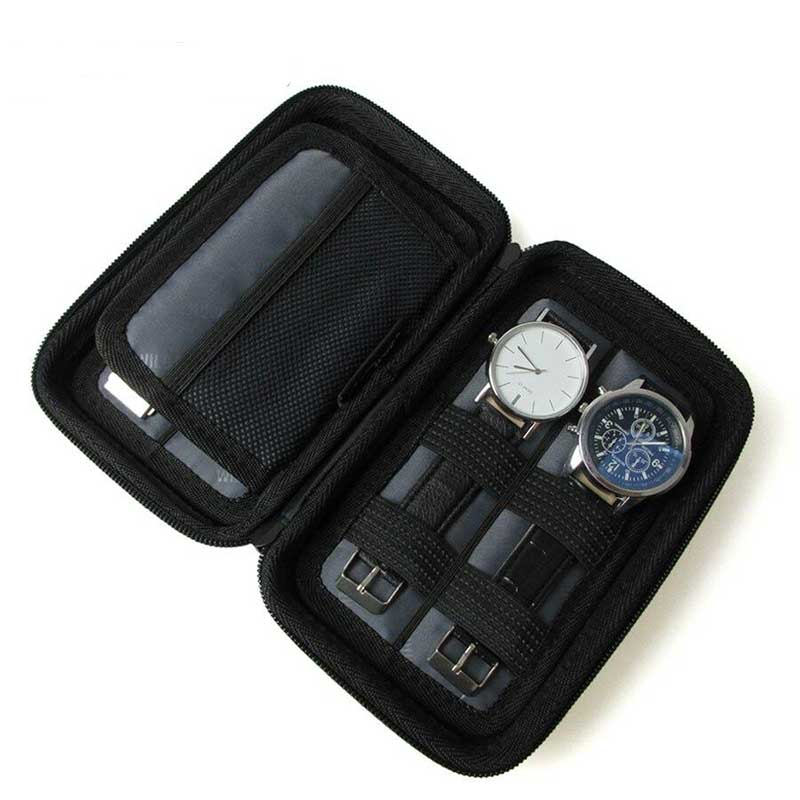 Étui Montre Cuir Voyage Noir 4 Places EVA