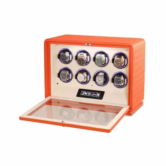 Remontoir Montres Cuir 8 Places LED RGB