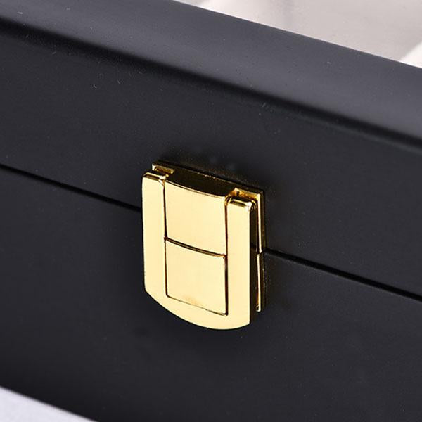 Boîte Montre Bois Noir Mat 6 Slots Daim