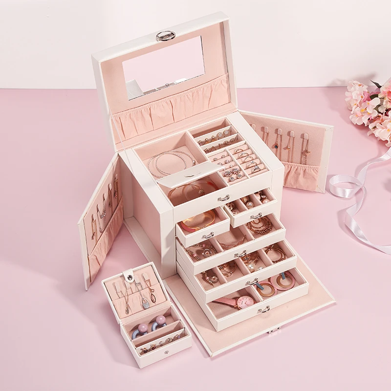 Boîte à Bijoux Velours Tiroirs Capacité Premium