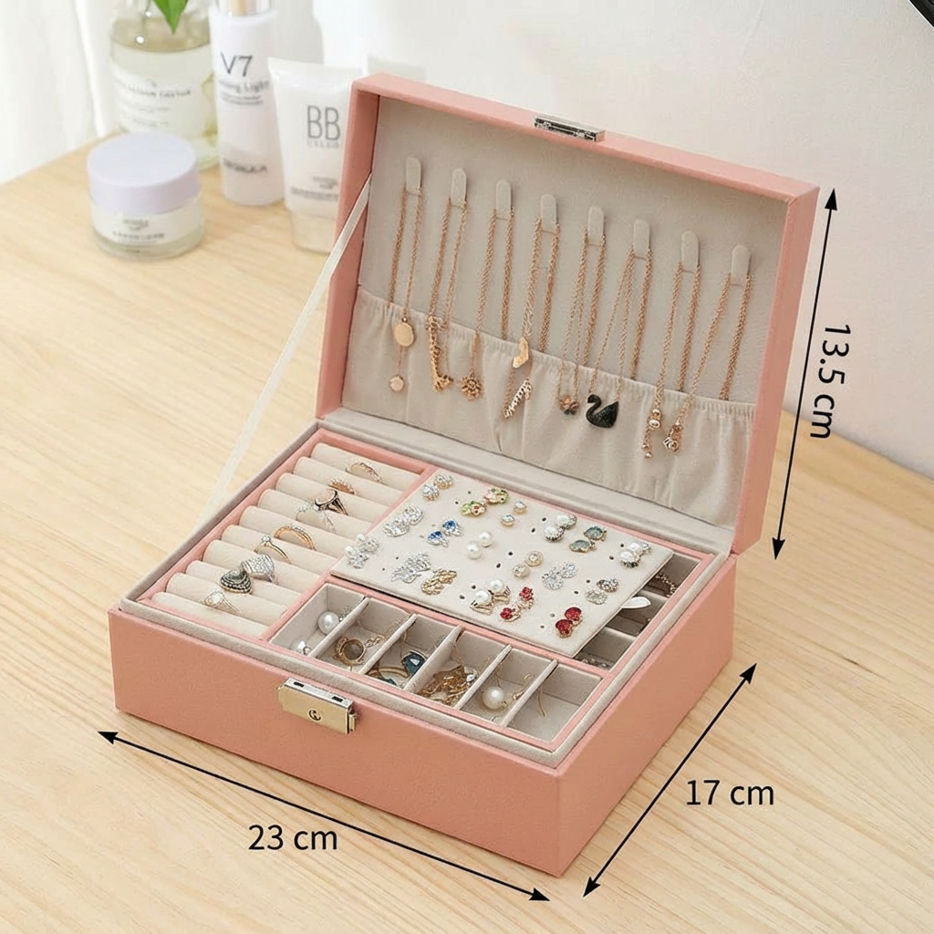 Boîte à Bijoux Velours Tiroirs Moderne 80 Emplacements