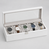Boîte Montres Bois Blanc Velours 5 Places