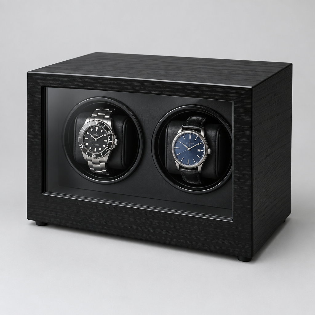 Remontoir Montre Automatique 2 Places Bois Noir