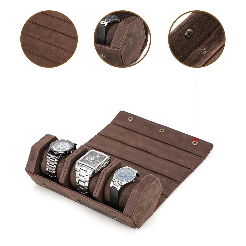 Etui Montre Cuir Bois Voyage Luxe Mixte