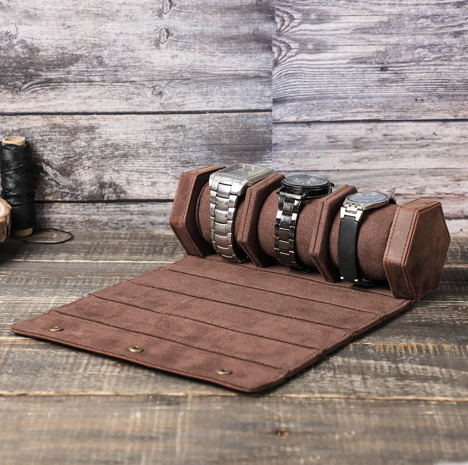 Etui Montre Cuir Bois Voyage Luxe Mixte