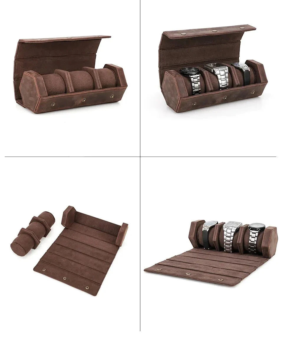 Etui Montre Cuir Bois Voyage Luxe Mixte