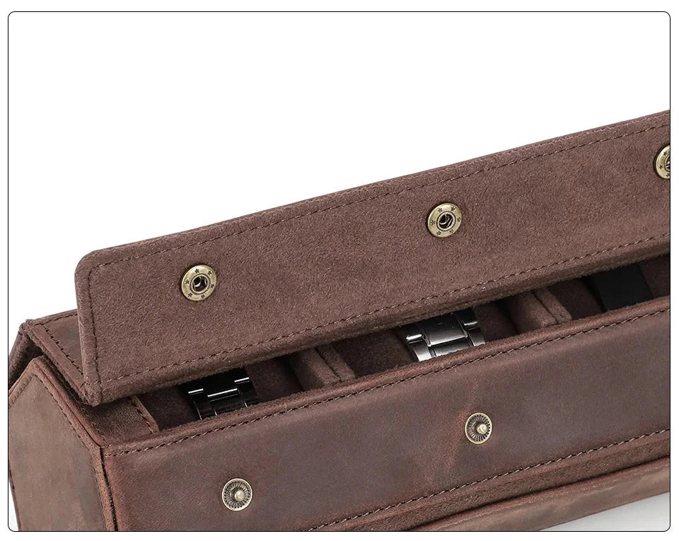 Etui Montre Cuir Bois Voyage Luxe Mixte