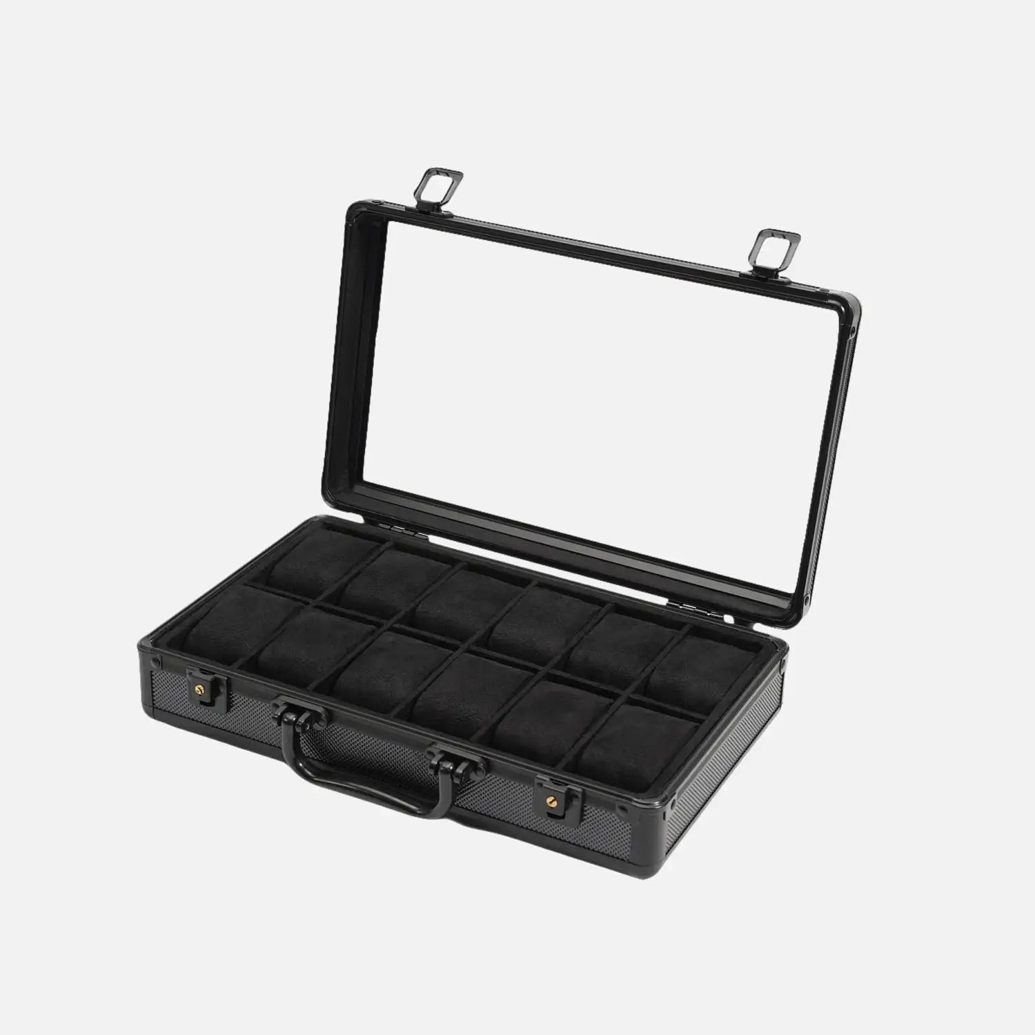 Mallette Montres Métal Aluminium Noir Vitrine