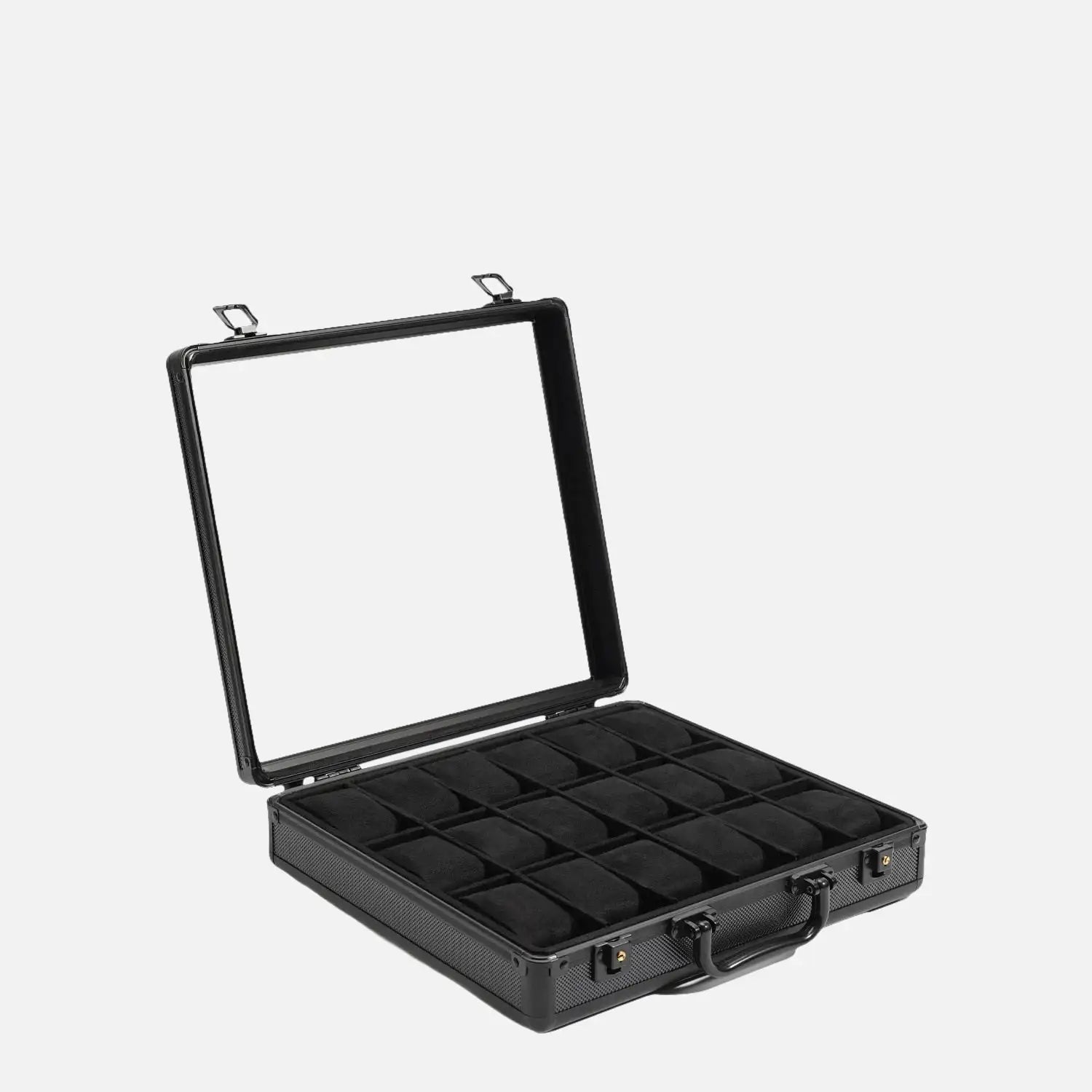 Mallette Montres Métal Aluminium Noir Vitrine