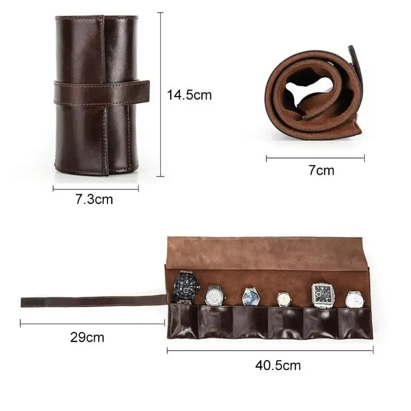 Étui Montre Cuir Marmotte Rouleau 6 Places