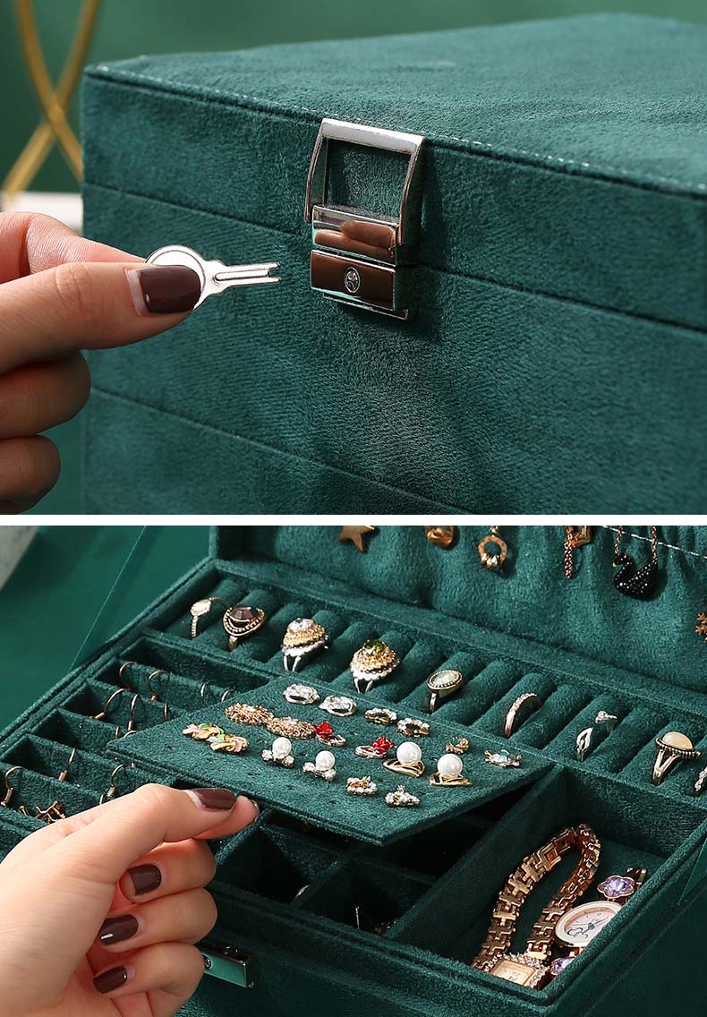 Boîte Bijoux Velours Luxe Tiroirs Multiples