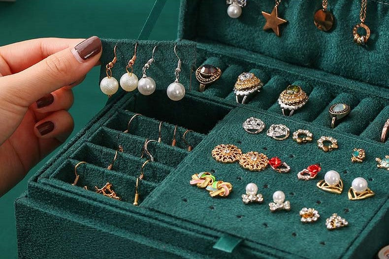 Boîte Bijoux Velours Luxe Tiroirs Multiples