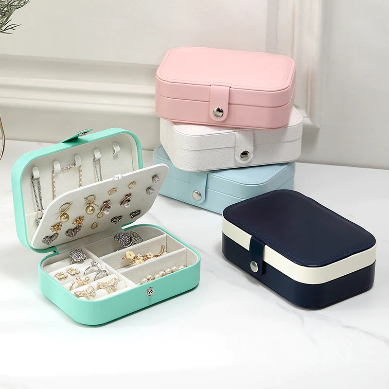 Boîte Bijoux Cuir Voyage Zippée Portable
