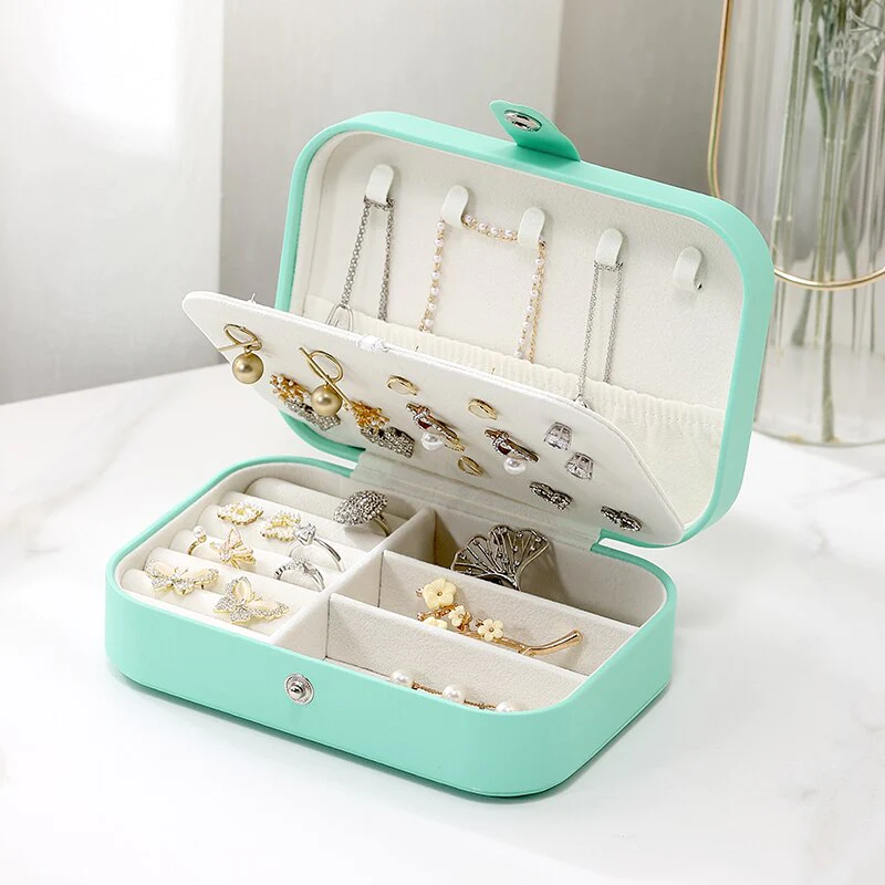 Boîte Bijoux Cuir Voyage Zippée Portable