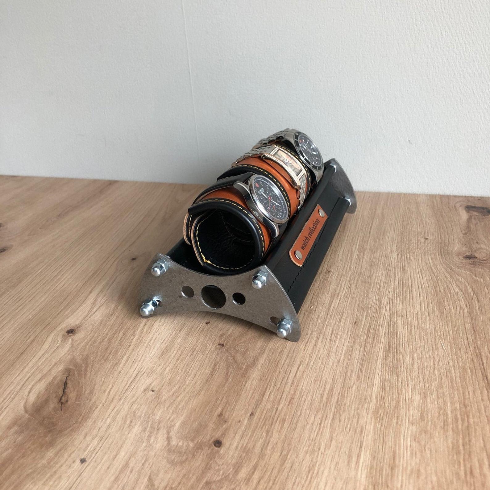 Porte Montre Cuir 3 Slots Gravé Pro