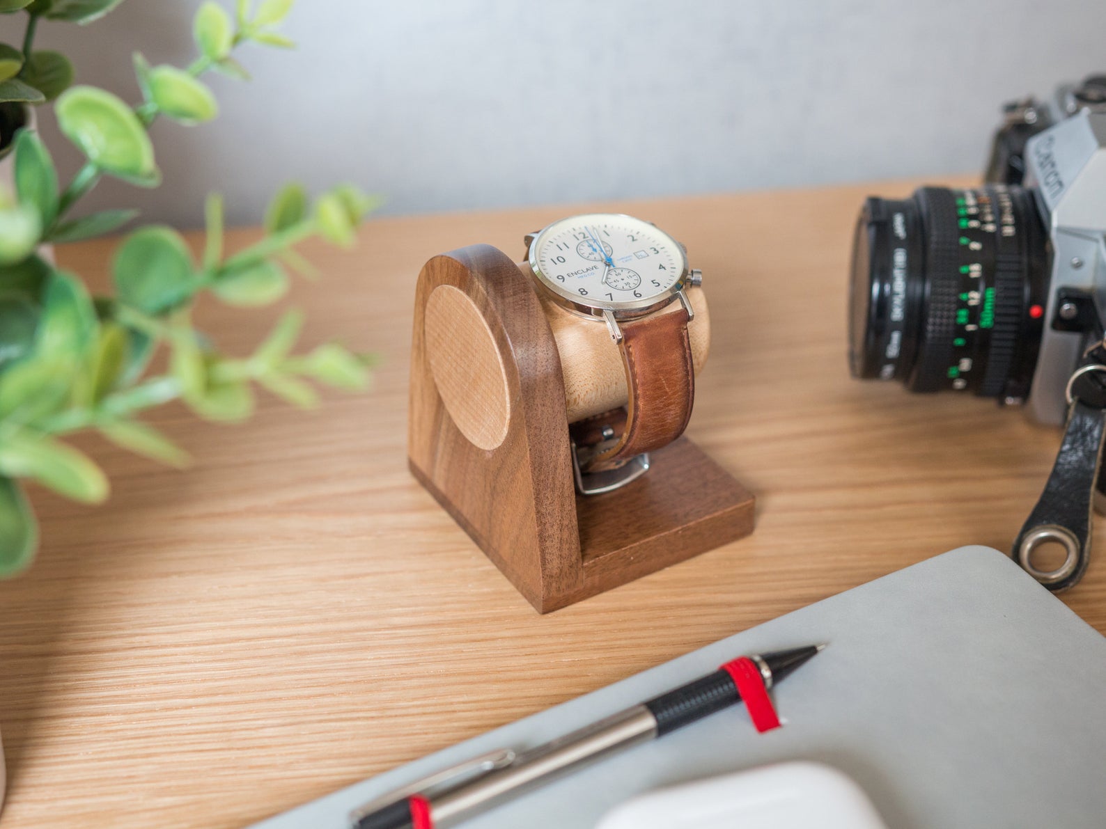 Porte Montre Bois Massif Homme Gravure