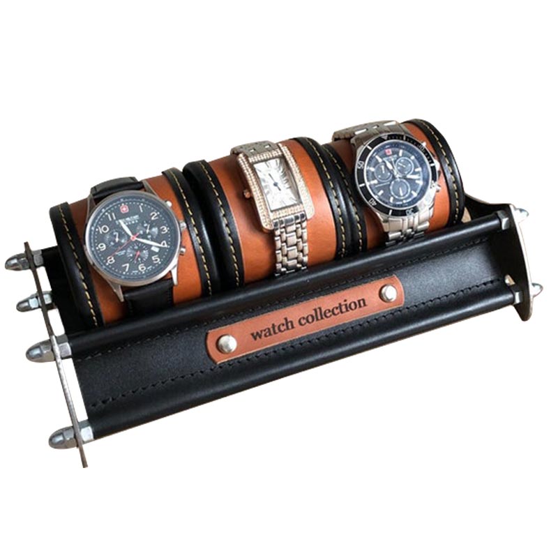 Porte Montre Cuir 3 Slots Gravé Pro