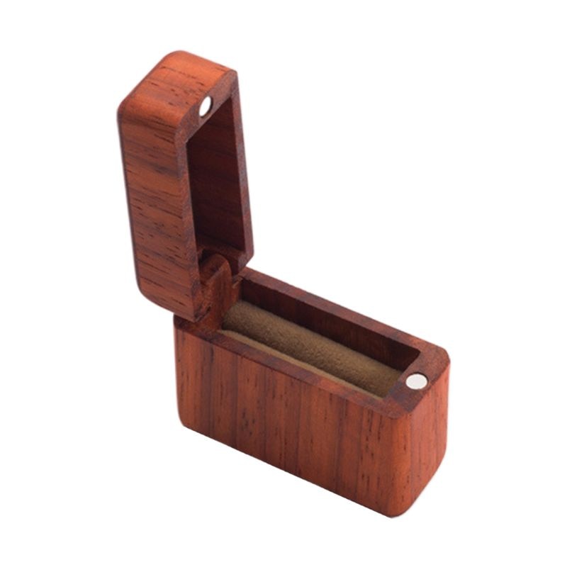 Écrin Bague Bois Naturel Velours Compact