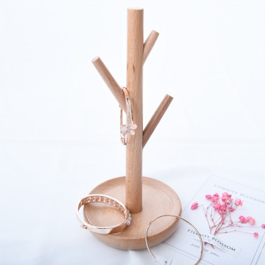 Porte Bijoux Bois Naturel Arbre Minimaliste
