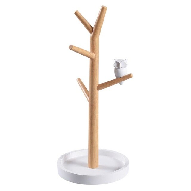 Porte Bijoux Bois Arbre Hibou Décoratif