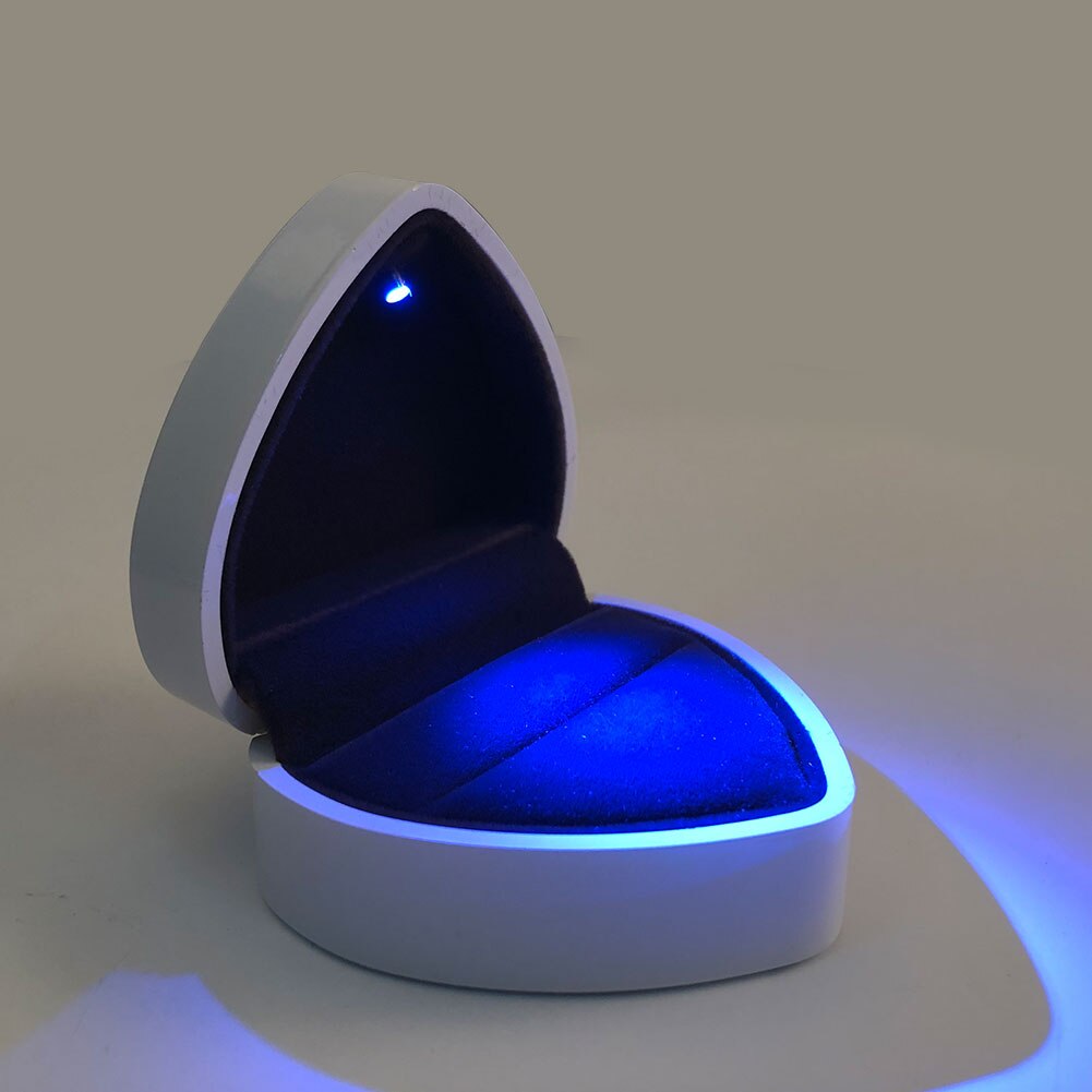Écrin Bague Coeur LED Velours Cadeau