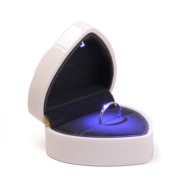 Écrin Bague Coeur LED Velours Cadeau
