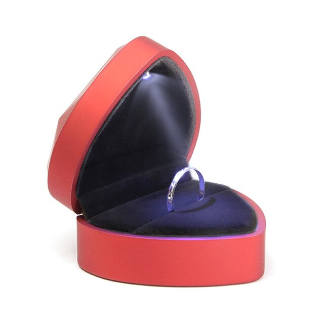 Écrin Bague Coeur LED Velours Cadeau