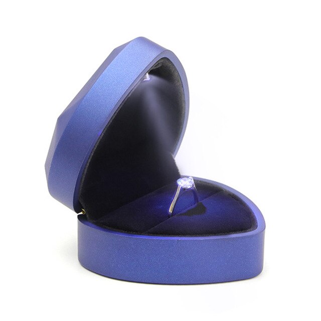 Écrin Bague Coeur LED Velours Cadeau