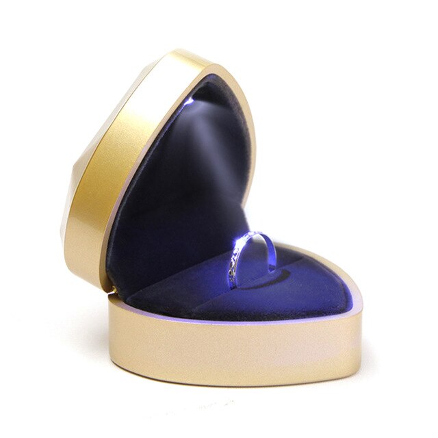 Écrin Bague Coeur LED Velours Cadeau