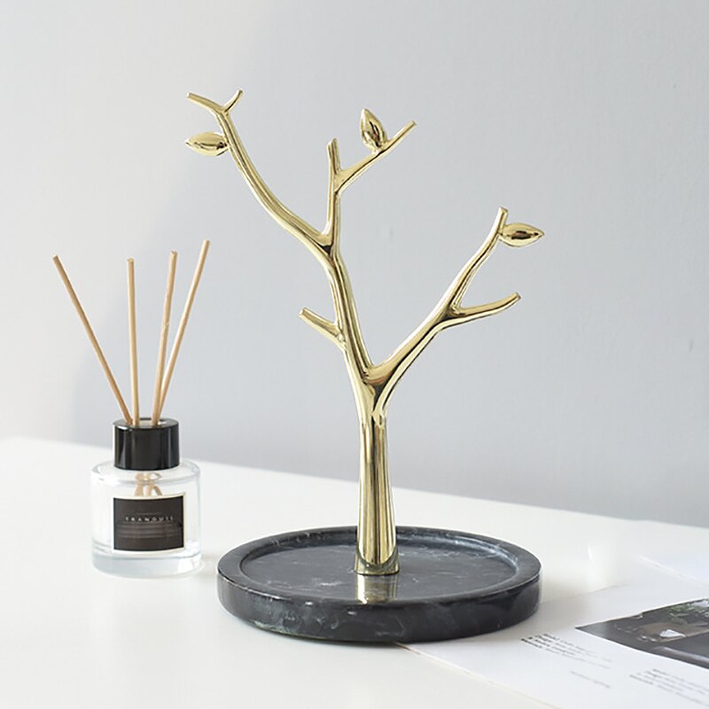 Porte Bijoux Marbre Arbre Métal Élégant