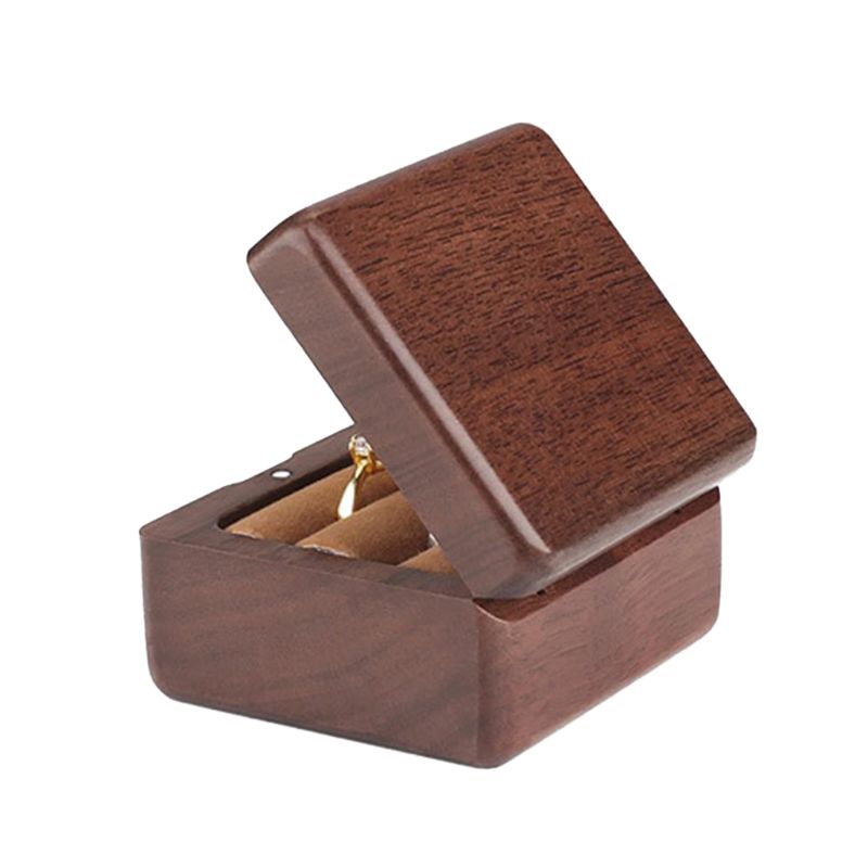 Écrin Bague Bois Velours Coffret Fiançailles