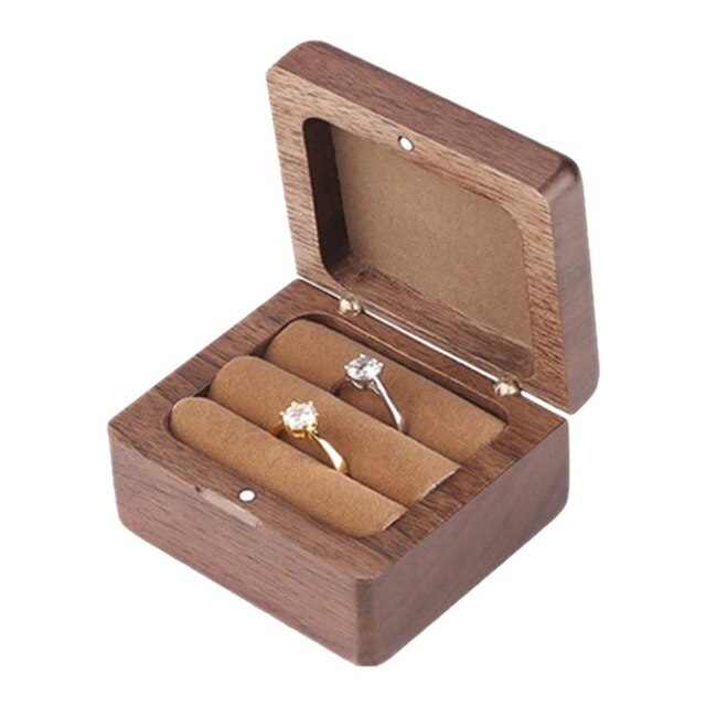 Écrin Bague Bois Velours Coffret Fiançailles