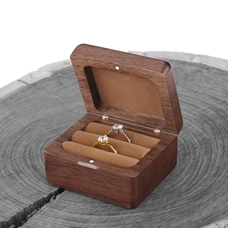 Écrin Bague Bois Velours Coffret Fiançailles