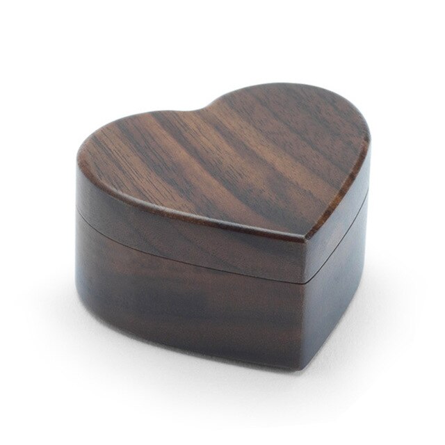 Écrin Bague Cœur Bois Velours Romantique