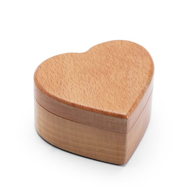 Écrin Bague Cœur Bois Velours Romantique