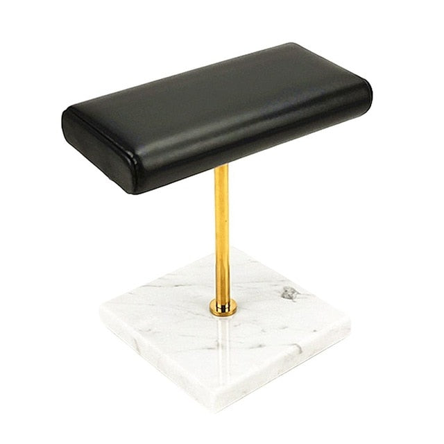 Porte Montre Marbre Blanc Cuir Noir