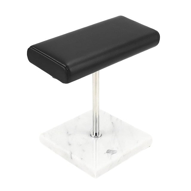 Porte Montre Marbre Blanc Cuir Noir