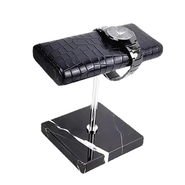 Porte Montre Cuir Croco Marbre Noir