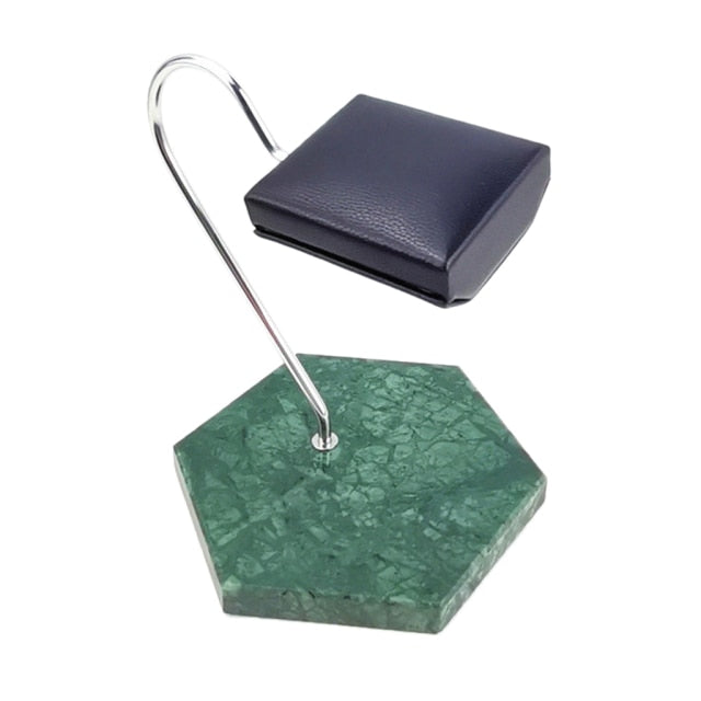 Porte Montre Marbre Cuir Vert Blanc Flottant