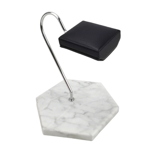 Porte Montre Marbre Cuir Vert Blanc Flottant