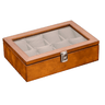 Boîte Montre Bois Marron 8 Slots Vitrée Coussins