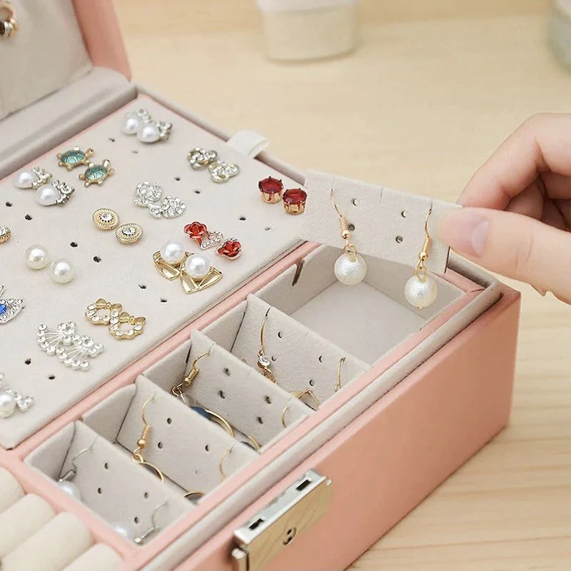 Boîte à Bijoux Velours Tiroirs Moderne 80 Emplacements