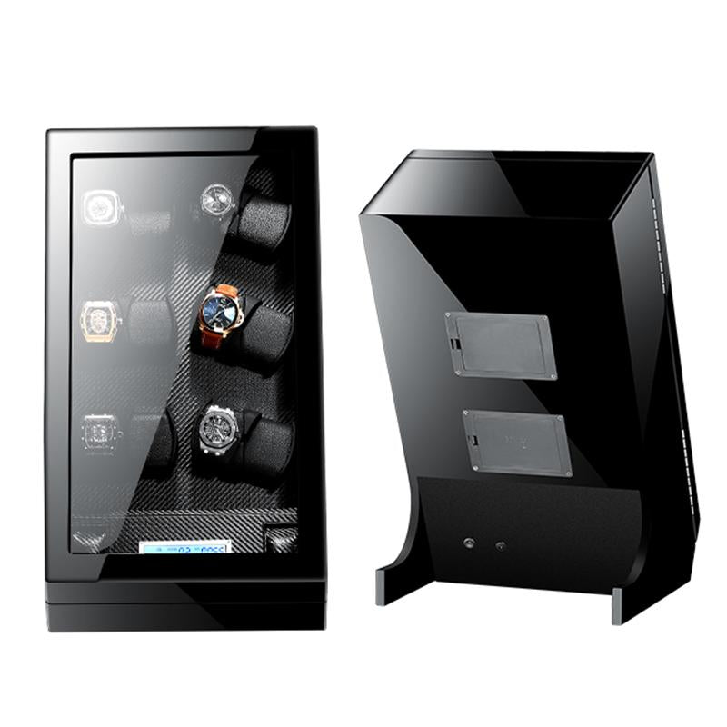 Coffre Fort Montre Vertical 12 Slots Bois Carbone