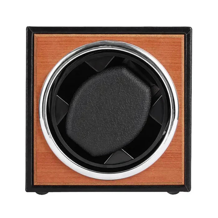 Remontoir Montre Automatique Cube Bois Chêne Cuir