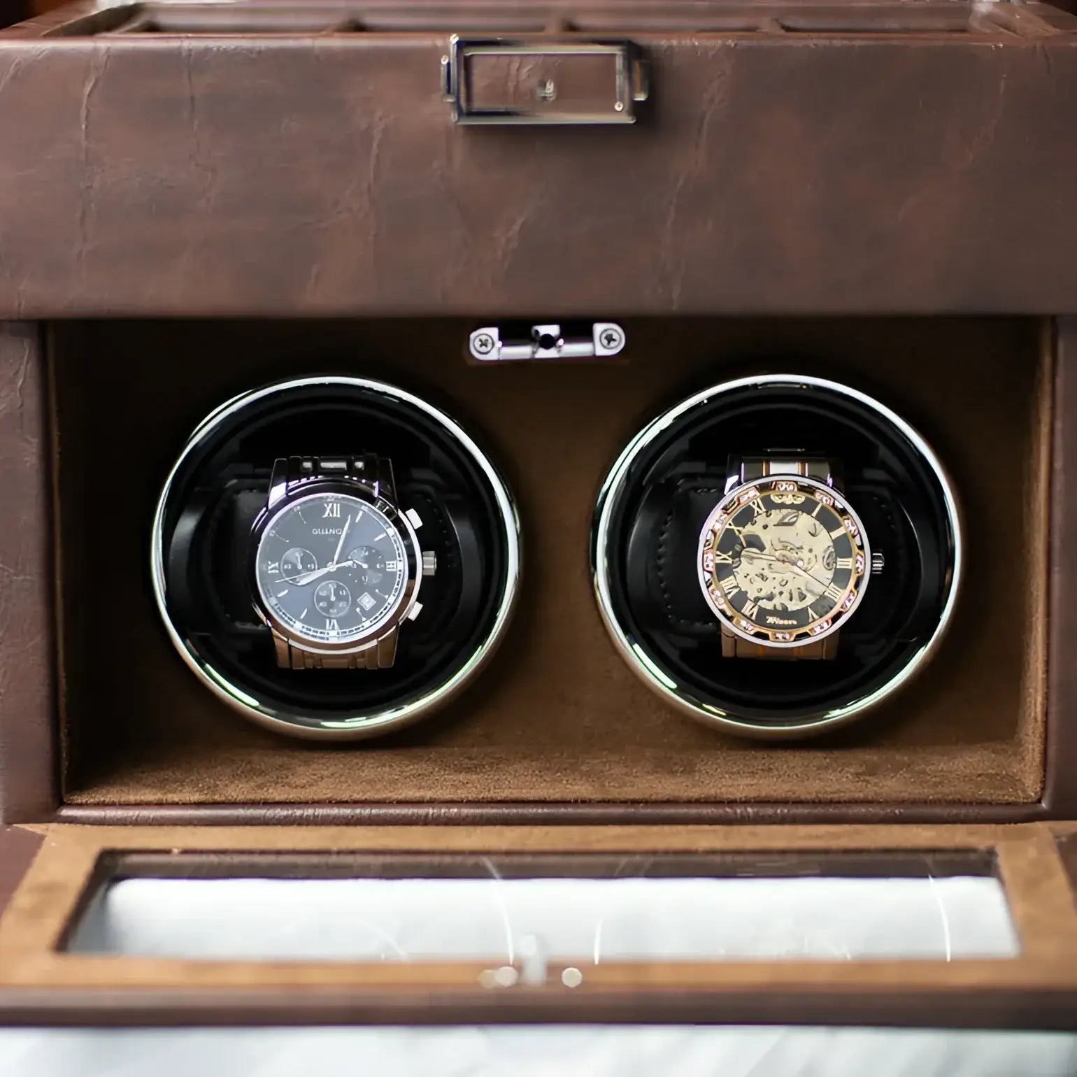 Remontoir Montre Cuir Orion Duo Cognac 2 Slots